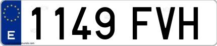 Ejemplo de matrícula española 1149 FVH