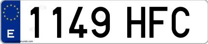 Ejemplo de matrícula española 1149 HFC