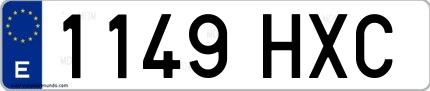 Ejemplo de matrícula española 1149 HXC