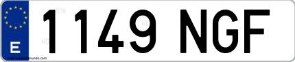 Ejemplo de matrícula española 1149 NGF