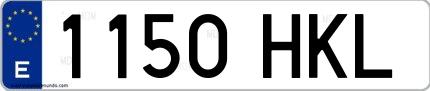 Ejemplo de matrícula española 1150 HKL
