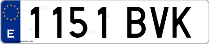 Ejemplo de matrícula de coche ordinaria 1151 BVK