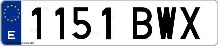 Ejemplo de matrícula española 1151 BWX