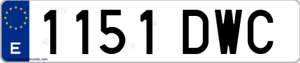 Ejemplo de matrícula de coche ordinaria 1151 DWC