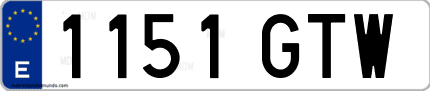 Ejemplo de matrícula de coche ordinaria 1151 GTW