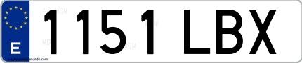 Ejemplo de matrícula española 1151 LBX