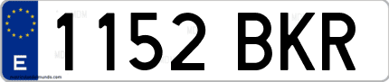 Ejemplo de matrícula de coche ordinaria 1152 BKR