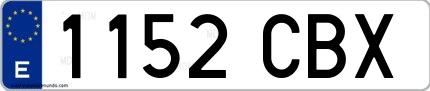 Ejemplo de matrícula española 1152 CBX