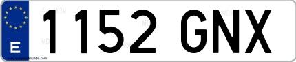 Ejemplo de matrícula española 1152 GNX