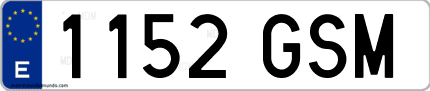 Ejemplo de matrícula de coche ordinaria 1152 GSM