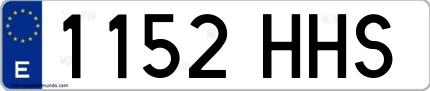 Ejemplo de matrícula española 1152 HHS