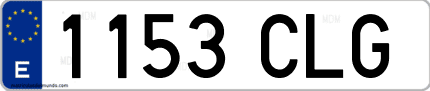 Ejemplo de matrícula de coche ordinaria 1153 CLG