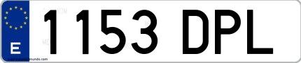 Ejemplo de matrícula española 1153 DPL
