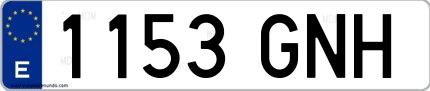Ejemplo de matrícula española 1153 GNH