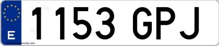 Ejemplo de matrícula española 1153 GPJ