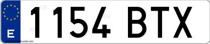 Ejemplo de matrícula española 1154 BTX