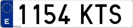 Ejemplo de matrícula de coche ordinaria 1154 KTS