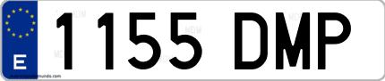 Ejemplo de matrícula de coche ordinaria 1155 DMP