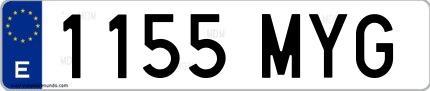 Ejemplo de matrícula española 1155 MYG