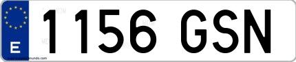 Ejemplo de matrícula española 1156 GSN