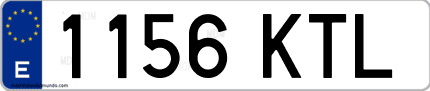Ejemplo de matrícula de coche ordinaria 1156 KTL
