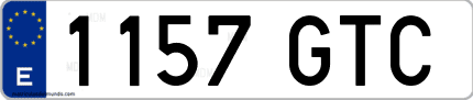Ejemplo de matrícula de coche ordinaria 1157 GTC