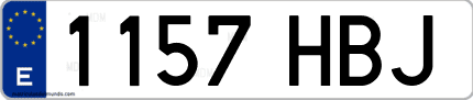 Ejemplo de matrícula de coche ordinaria 1157 HBJ