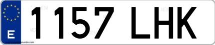 Ejemplo de matrícula española 1157 LHK