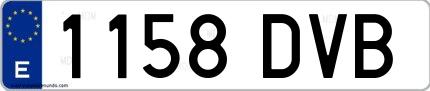 Ejemplo de matrícula española 1158 DVB