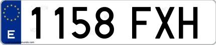 Ejemplo de matrícula española 1158 FXH