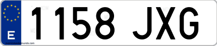 Ejemplo de matrícula de coche ordinaria 1158 JXG