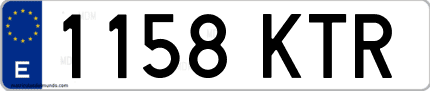 Ejemplo de matrícula de coche ordinaria 1158 KTR
