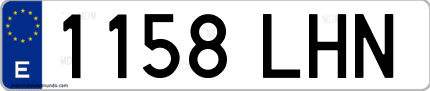 Ejemplo de matrícula de coche ordinaria 1158 LHN