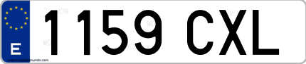 Ejemplo de matrícula de coche ordinaria 1159 CXL