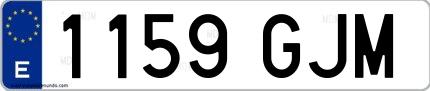 Ejemplo de matrícula española 1159 GJM