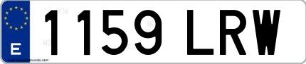 Ejemplo de matrícula española 1159 LRW
