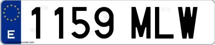 Ejemplo de matrícula española 1159 MLW