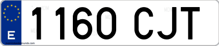 Ejemplo de matrícula de coche ordinaria 1160 CJT