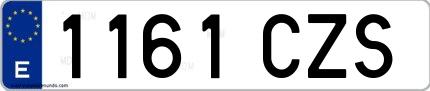 Ejemplo de matrícula española 1161 CZS