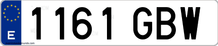 Ejemplo de matrícula de coche ordinaria 1161 GBW