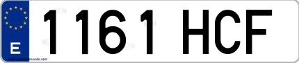 Ejemplo de matrícula española 1161 HCF