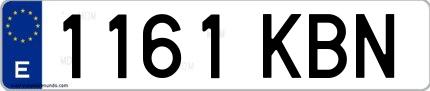 Ejemplo de matrícula española 1161 KBN