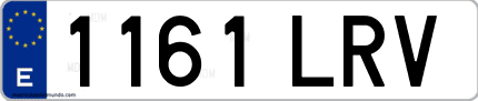 Ejemplo de matrícula de coche ordinaria 1161 LRV