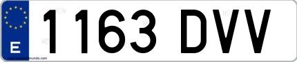 Ejemplo de matrícula española 1163 DVV