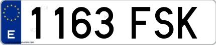 Ejemplo de matrícula española 1163 FSK