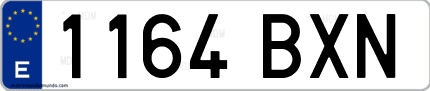 Ejemplo de matrícula de coche ordinaria 1164 BXN
