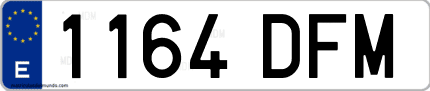 Ejemplo de matrícula de coche ordinaria 1164 DFM
