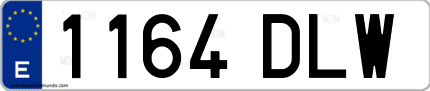 Ejemplo de matrícula de coche ordinaria 1164 DLW