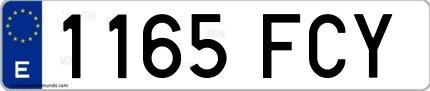 Ejemplo de matrícula española 1165 FCY