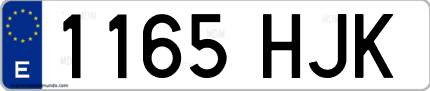 Ejemplo de matrícula de coche ordinaria 1165 HJK